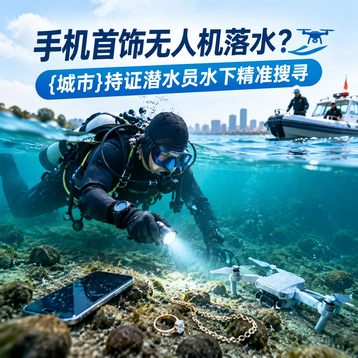 手机首饰无人机落水？爱民持证潜水员水下精准搜寻